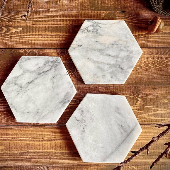 Hexagon Marble Coasters (4 Coasters) - Picture 2 of 3